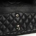 Chanel Medium Classic Double Flap Bag Black Quilted Caviar Leather With Silver-Tone Hardware, 2010-2011