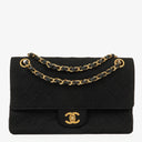 Chanel Medium Classic Double Flap Bag Black Quilted Jersey With 24K Gold-Plated Hardware