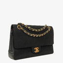Chanel Medium Classic Double Flap Bag Black Quilted Jersey With 24K Gold-Plated Hardware