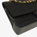Chanel Medium Classic Double Flap Bag Black Quilted Jersey With 24K Gold-Plated Hardware