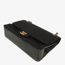 Chanel Medium Classic Double Flap Bag Black Quilted Jersey With 24K Gold-Plated Hardware