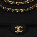 Chanel Medium Classic Double Flap Bag Black Quilted Jersey With 24K Gold-Plated Hardware