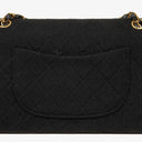 Chanel Medium Classic Double Flap Bag Black Quilted Jersey With 24K Gold-Plated Hardware