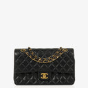 Chanel Medium Classic Double Flap Bag Black Quilted Lambskin With 24K Gold-Plated Hardware