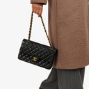 Chanel Medium Classic Double Flap Bag Black Quilted Lambskin With 24K Gold-Plated Hardware