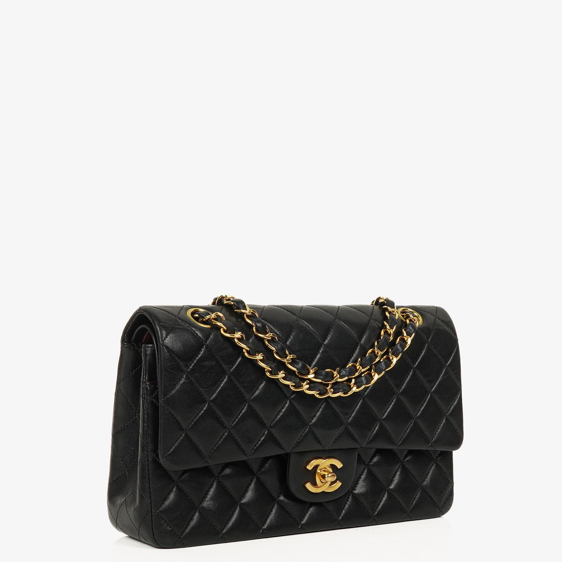 Chanel Medium Classic Double Flap Bag Black Quilted Lambskin With 24K Gold-Plated Hardware
