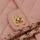 Chanel Medium Classic Double Flap Bag Pink Quilted Caviar Leather With 24K Gold-Plated Hardware