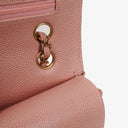 Chanel Medium Classic Double Flap Bag Pink Quilted Caviar Leather With 24K Gold-Plated Hardware