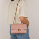 Chanel Medium Classic Double Flap Bag Pink Quilted Caviar Leather With 24K Gold-Plated Hardware