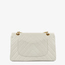 Chanel Medium Classic Double Flap Bag White Chevron Quilted Lambskin 24K Gold-Plated Hardware