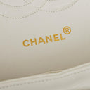 Chanel Medium Classic Double Flap Bag White Chevron Quilted Lambskin 24K Gold-Plated Hardware