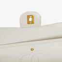 Chanel Medium Classic Double Flap Bag White Chevron Quilted Lambskin 24K Gold-Plated Hardware