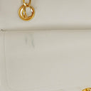 Chanel Medium Classic Double Flap Bag White Chevron Quilted Lambskin 24K Gold-Plated Hardware