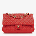 Chanel Medium Classic Red Quilted Leather Double Flap Bag With Gold-Tone Hardware