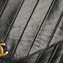 Chanel Medium Classic Single Flap Bag Black Chevron Quilted Lambskin 24K Gold-Plated Hardware