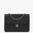 Chanel Medium Classic Single Flap Bag Black Quilted Lambskin 24K Gold-Plated Hardware