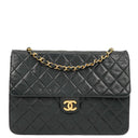 Chanel Medium Classic Single Flap Bag Black Quilted Lambskin With 24K Gold-Plated Hardware