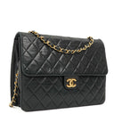 Chanel Medium Classic Single Flap Bag Black Quilted Lambskin With 24K Gold-Plated Hardware