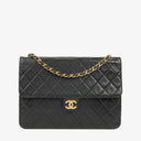 Chanel Medium Classic Single Flap Bag Black Quilted Lambskin With 24K Gold-Plated Hardware