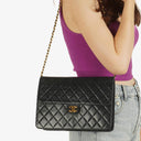 Chanel Medium Classic Single Flap Bag Black Quilted Lambskin With 24K Gold-Plated Hardware