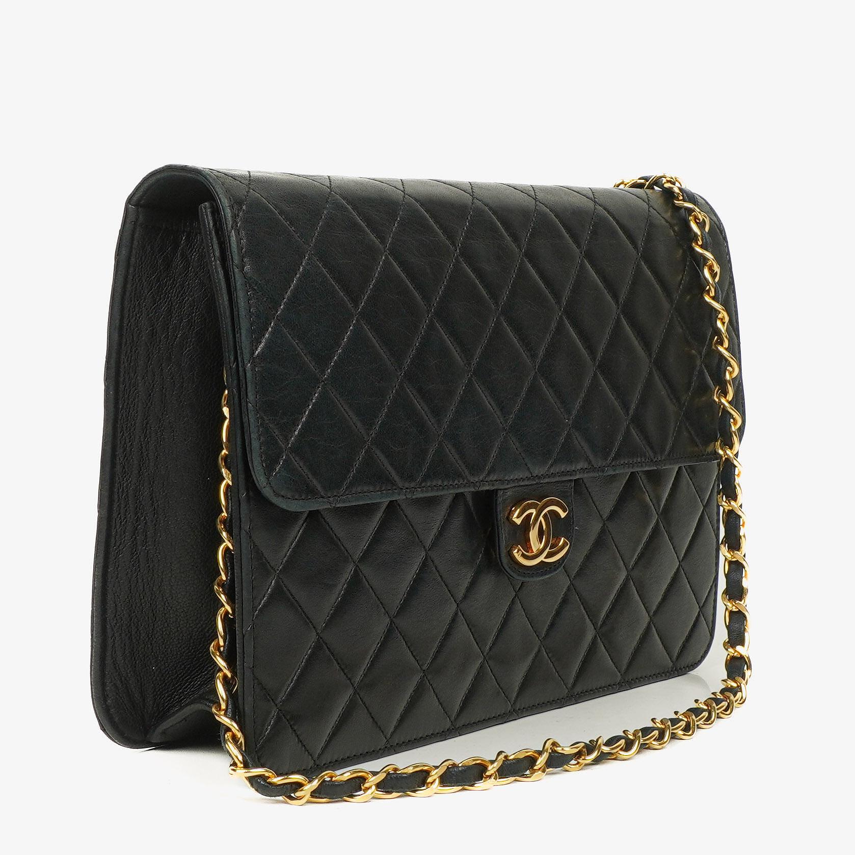 Chanel Medium Classic Single Flap Bag Black Quilted Lambskin With 24K Gold-Plated Hardware