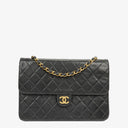 Chanel Medium Classic Single Flap Bag Black Quilted Lambskin With 24K Gold-Plated Hardware