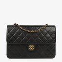 Chanel Medium Classic Single Flap Bag Black Quilted Lambskin With 24K Gold-Plated Hardware