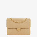 Chanel Medium Classic Single Flap Bag In Beige Quilted Lambskin With 24K Gold-Plated Hardware