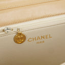 Chanel Medium Classic Single Flap Bag In Beige Quilted Lambskin With 24K Gold-Plated Hardware
