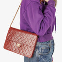 Chanel Medium Classic Single Flap Bag Burgundy Quilted Lambskin With Gold-Tone Hardware