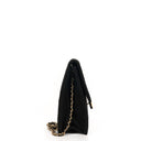 Chanel Medium Classic Vintage Black Quilted Jersey Single Flap Bag With Gold-Tone Hardware