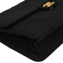 Chanel Medium Classic Vintage Black Quilted Jersey Single Flap Bag With Gold-Tone Hardware