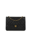 Chanel Medium Classic Vintage Black Quilted Lambskin Single Flap Bag With 24K Gold-Plated Hardware