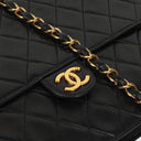 Chanel Medium Classic Vintage Black Quilted Lambskin Single Flap Bag With 24K Gold-Plated Hardware
