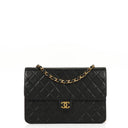 Chanel Medium Classic Vintage Black Quilted Lambskin Single Flap Bag With 24K Gold-Plated Hardware