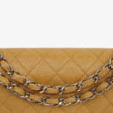 Chanel Medium Classic Vintage Double Flap Bag Beige Quilted Caviar Leather With Silver-Tone Hardware