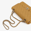 Chanel Medium Classic Vintage Double Flap Bag Beige Quilted Caviar Leather With Silver-Tone Hardware
