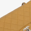 Chanel Medium Classic Vintage Double Flap Bag Beige Quilted Caviar Leather With Silver-Tone Hardware