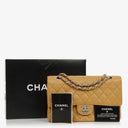 Chanel Medium Classic Vintage Double Flap Bag Beige Quilted Caviar Leather With Silver-Tone Hardware