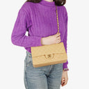 Chanel Medium Classic Vintage Double Flap Bag Beige Quilted Lambskin 24K Gold-Plated Hardware