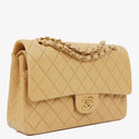Chanel Medium Classic Vintage Double Flap Bag Beige Quilted Lambskin 24K Gold-Plated Hardware