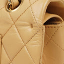 Chanel Medium Classic Vintage Double Flap Bag Beige Quilted Lambskin 24K Gold-Plated Hardware