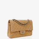 Chanel Medium Classic Vintage Double Flap Bag Beige Quilted Lambskin With Silver-Tone Hardware