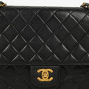 Chanel Medium Classic Vintage Double Flap Bag Black Quilted Lambskin 24K Gold-Plated Hardware