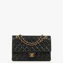 Chanel Medium Classic Vintage Double Flap Bag Black Quilted Lambskin 24K Gold-Plated Hardware