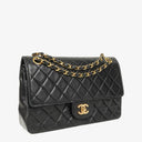 Chanel Medium Classic Vintage Double Flap Bag Black Quilted Lambskin 24K Gold-Plated Hardware
