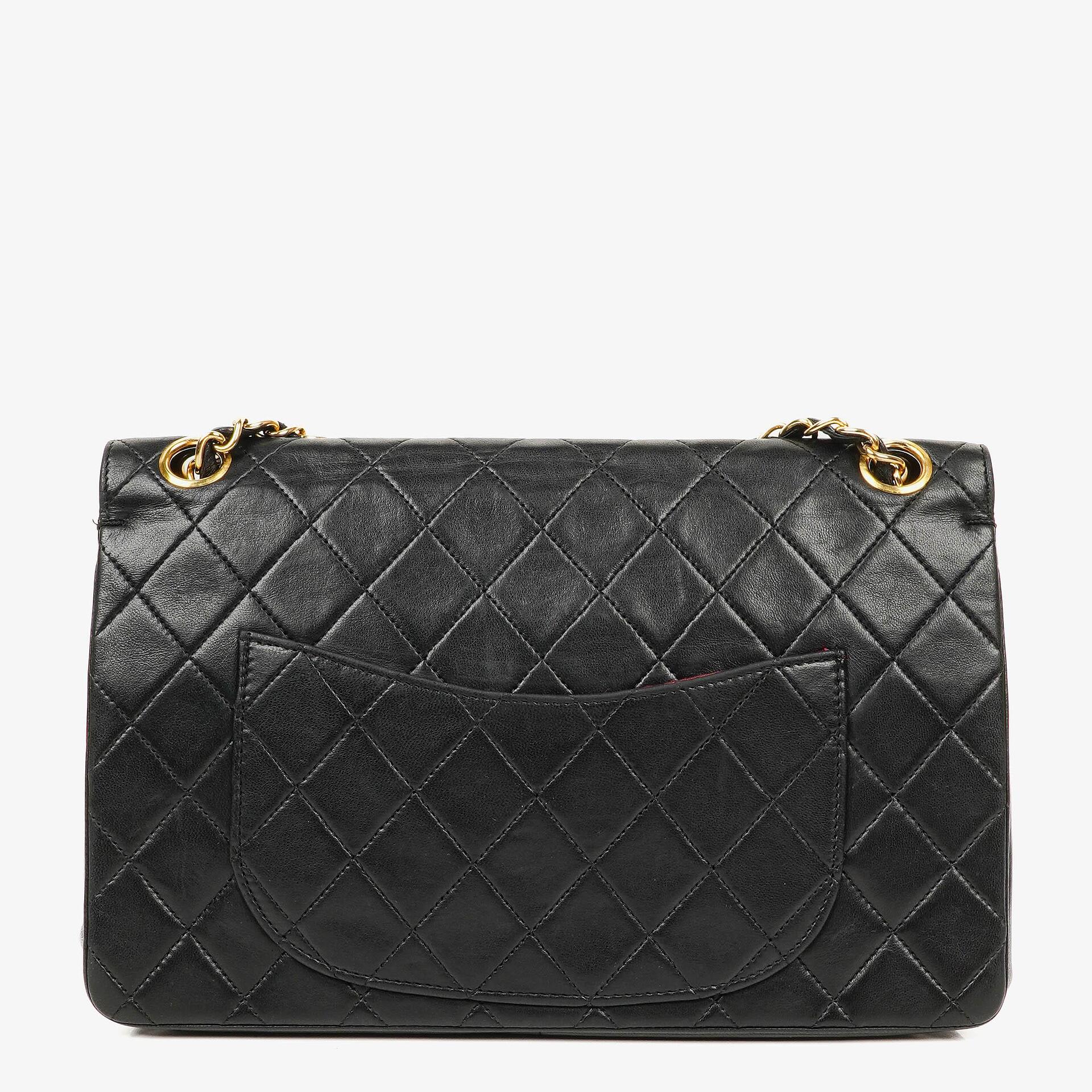 Chanel Medium Classic Vintage Double Flap Bag Black Quilted Lambskin 24K Gold-Plated Hardware