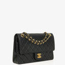Chanel Medium Classic Vintage Double Flap Bag Black Quilted Lambskin 24K Gold-Plated Hardware
