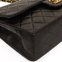 Chanel Medium Classic Vintage Double Flap Bag Black Quilted Lambskin With 24K Gold-Plated Hardware