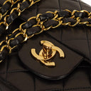 Chanel Medium Classic Vintage Double Flap Bag Black Quilted Lambskin With 24K Gold-Plated Hardware